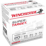 Winchester Super Target 20 Ga, 2 3/4", 7/8 Oz #7.5 Lead Case of 250 Rds