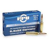 PPU 6.5X52 CARCANO 139 GRAIN FMJBT 20 RNDS A208