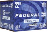 Federal Champion Rimfire Ammo - 22 LR, 36Gr, Copper-Plated Hollow Point, 325rds Value Pack, 1260fps