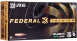 Federal Premium Gold Medal Rifle Ammunition - 338 Lapua Magnum, 300gr, Sierra Matchking BTHP, 20rds Box
