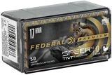 Federal Premium V-Shok Rimfire Ammo - 17 HMR, 17Gr, Speer TNT Jacketed Hollow Point, 50rds Box