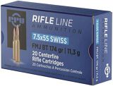 PPU PP7SF Rifle Ammo 7.5x55 Swiss FMJ 174 Gr, 20 Rnd
