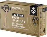 Prvi Partizan (PPU) Match Rifle Ammunition - 7.62x54R, 182Gr, FMJ BT, 20rds Box