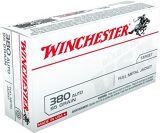 Winchester "USA" Handgun Ammo - 380 Auto, 95Gr, FMJ FN, 50rds Box