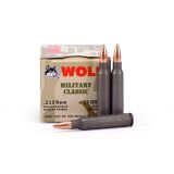 WOLF AMMO 223 REMINGTON 55g FMJ MILITARY CLASSIC 500/Case