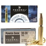 Federal Power-Shok 30-30 Win. Ammo 150 Grain Jacketed Flat Nose - Box of 20