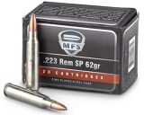 MFS Rifle Ammo - 223 Rem, 62Gr, SP, Zinc Plated Steel Case, Non-Corrosive, 500rds Case