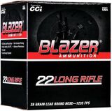 Blazer Rimfire Ammo - 22 LR, 38Gr, LRN, 525rds Value Pack Box, 1235fps