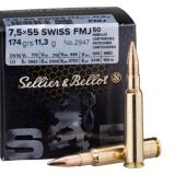 S & B c.7.5 x 55 SWISS 174GR FMJ 50 ROUND BOX, N-341632